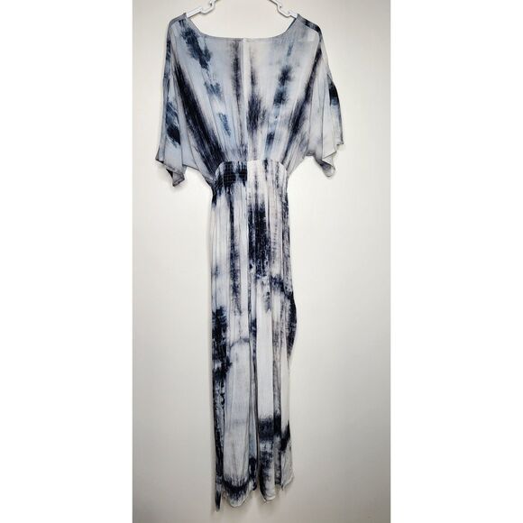 Blue Tie-Dye Kimono Sleeve Maxi Dress NWT Tanib Sz. M Gauzy Rayon Boho Feminine - Picture 5 of 8